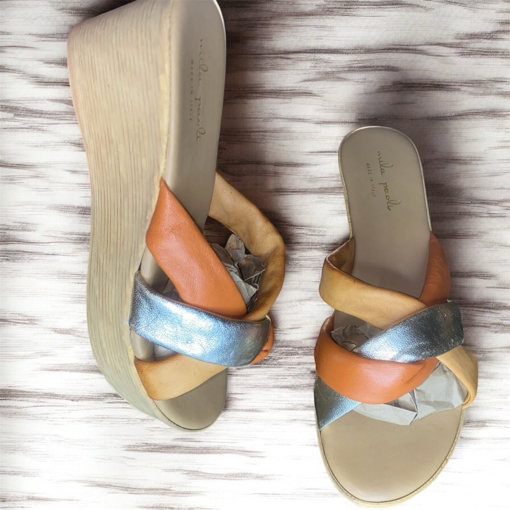 Mila Paoli Italian leather wedge sandals size 9